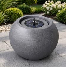 Image of Solar Natural Stone Water Feature Fountain Round Garden Outdoor Patio UK