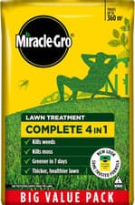Image of Miracle-Gro Evergreen Complete 4-In-1 Lawn Food, Weed & Moss Control, 360 M2, Ye
