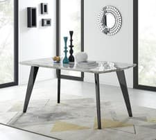 Image of **Seconds** Andria Marble Effect Black Leg 6 Seater Dining Table