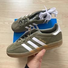 Image of adidas Gazelle Indoor Olive Strata White Mens Womens Sneakers ✅Multiple Sizes