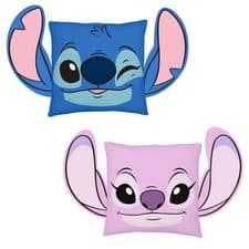 Image of Lilo & Stitch Square Cushion Blue and Lilac Angel Design Bedroom Sofa 35 x 35cm