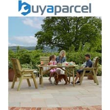 Image of Zest Freya 4 Seater Wooden Dining Table & Chairs Bench Seat Set Garden Outdoor