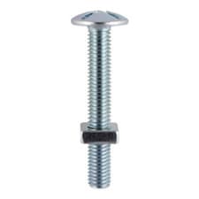 Image of ROOFING BOLTS WITH SQUARE NUTS CROSS SLOTTED DOME HEAD SCREWS ZINC M6,M8