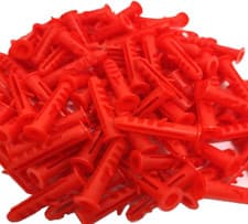 Image of 100 Pack of Wall Plug Plastic Expansion Wall Fixings Fischer Raw Plugs 6mm RED