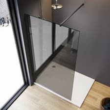Image of Black Walk In Shower Enclosure Screen Bathroom Wet Room 8mm Glass Door Cubicle