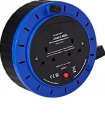 Image of 2, 4 Way UK Plug 13amp Extension Reel with 10 Metre Cable -Blue/Red Or Green