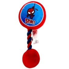 Image of Marvel Spider Man Pet Tug Toy Rope Plush Red Blue Squeaky Soft Dog Chew Toy