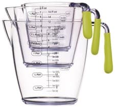 Image of COLOURWORKS 3 PIECE ACRYLIC MEASURING JUG SET GREEN