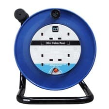 Image of 30m Extension Reel Lead 4 Gang Sockets Open Cable with Handle Blue - Masterplug
