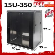 Image of 15U 19" Black Data Network Cabinet Wall Server or Switch Comms Rack  350mm Depth