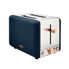 Image of Tower 2-Slice Toaster, Cavaletto, 850W, T20036MNB, Midnight Blue & Rose Gold