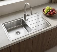Image of 1.0 New Stainless Steel Kitchen Sink SQUARE Bowl Inset Reversible Drainer