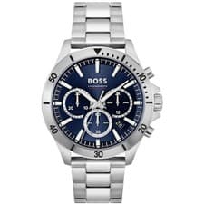 Image of Hugo Boss Troper Men's Chronograph Blue Dial Silver Steel Quartz Watch 1514069