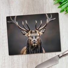 Image of Dark Stag Portrait Glass Chopping Board Large Kitchen Worktop Saver