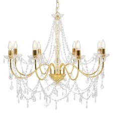 Image of WALPLUS Golden Chandelier with Beads 8 x E14 Bulbs Elegant