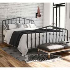 Image of Bushwick Victorian Industrial Style Double Bed in Grey Metal by Dorel