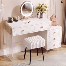 Image of Dressing Table Stool w/Flip-top Storage Vanity Stool Makeup Stools for Bedroom