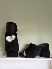 Image of ASOS Design Wide Fit Nyla Heeled Mules In Black Size 3