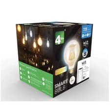 Image of (PACK OF 4) 4lite WiZ Smart LED Filament Bulb G125 Amber WiFi E27 Alexa Google