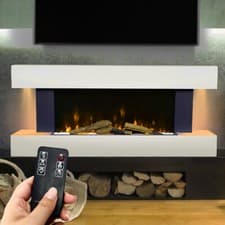 Image of Modern Electric Wall Mounted Fire Large LED Fireplace White Suite Heater 7 Flame