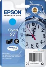 Image of Epson 27 Cyan Alarm Clock Genuine, Durabrite Ultra Ink Cartridge, Standard Capac