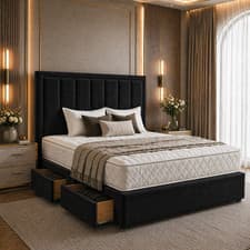 Image of PLUSH DIVAN BED SET WITH MEMORY MATTRESS AND HEADBOARD 3FT 4FT 4FT6 5FT 6FT