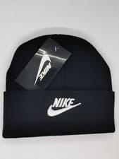 Image of Winter Beanie Hat Nike  Black White Mens Women One Size Warm  (Winter Sale )