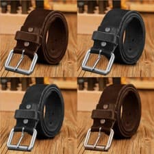 Image of Mens Leather Belts 1.25, 1.5 Genuine Pure Leather High Quality Jeans Belt Buckle