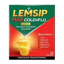 Image of 2 x LEMSIP Max Cold & Flu Lemon 10 Sachets Per pack