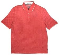 Image of Ted Baker Mens Coral Pink Short Sleeve All Over Geo Printed Toff Polo