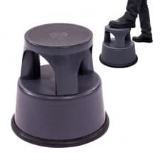 Image of NEW! Heavy Duty Grey Plastic Rolling Kick Step Stool Non Slip - 150kg Capacity