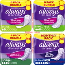 Image of Always Discreet Incontinence Moderate Pads Women Stop Leaks Sensitive Bladder UK