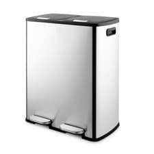 Image of Swan Recycling Bin Dual Compartment 60L Stainless Steel Finish Pedal Waste Bin