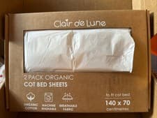 Image of Clair de Lune Organic Cot Bed Sheets 2 Pack Fitted Jersey Cotton 70x140 cm Cream