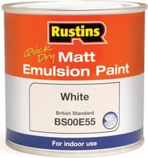 Image of RUSTINS QUICK DRY MATT EMULSION PAINT WHITE GREY MAGNOLIA INDOOR USE 250ML 500ML