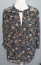 Image of MAUVETTE / Stitch Fix Black Palma Metallic Printed Chiffon Blouse Top Sz 16 NWTs
