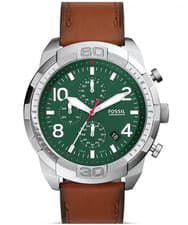 Image of Fossil Bronson Chronograph Green Dial Leather Strap Quartz FS5738 Men's Watch