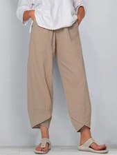 Image of Womens Ladies Cotton Linen Baggy Casual Harem Pants Trousers Summer Plus Size UK