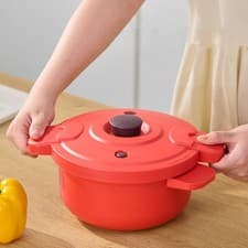 Image of Microwave Pressure Cooker Home Kitchen Use Easy Clean Locking Lid Simmer