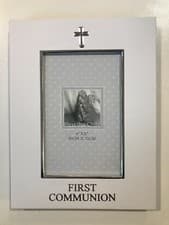 Image of FIRST COMMUNION WHITE SILVER PHOTO FRAME 4 X 6" *EL121