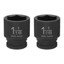Image of 2pcs 6 Point Impact Socket 1-1/16" Socket 1/2" Square Drive 1.7" Long 40cr Steel