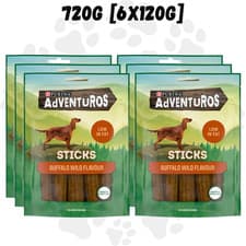 Image of 6x Purina ADVENTUROS BUFFALO Dog Treat Sticks - Wild Flavour, 6x120g | 720g