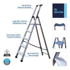 Image of TB Davies Aluminium Maxi Platform Step Ladder | Large 110mm Deep Treads