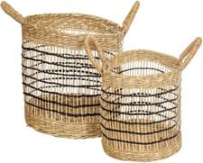 Image of Home Storage Baskets HandmadeOpen Seagrass Weave Handmade Sass Belle Pack of 2