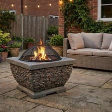 Image of Premium Firepit Wood Burning Stone Fire Pit and Garden Patio Heater Bowl