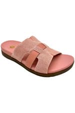 Image of Revitalign Womens Orthotic Linen & Leather Slide Sandals Lisbon