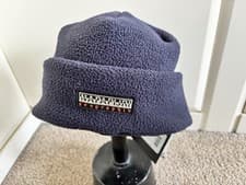 Image of Napapijri F-Rock Unisex Navy Blue Beanie Hat One Size Brand New With Tags Fleece