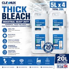 Image of Cleanux Bleach strong 4 x 5 litre 20L Heavy Duty household industrial Fast Ship
