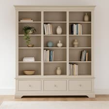 Image of Grand Library Bookcase Wilmslow Dove Grey Painted Extra Large Furniture Storage