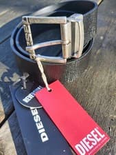 Image of Genuine DIESEL Black LEATHER BELT Reversible *ALL SIZES* Metal Buckle